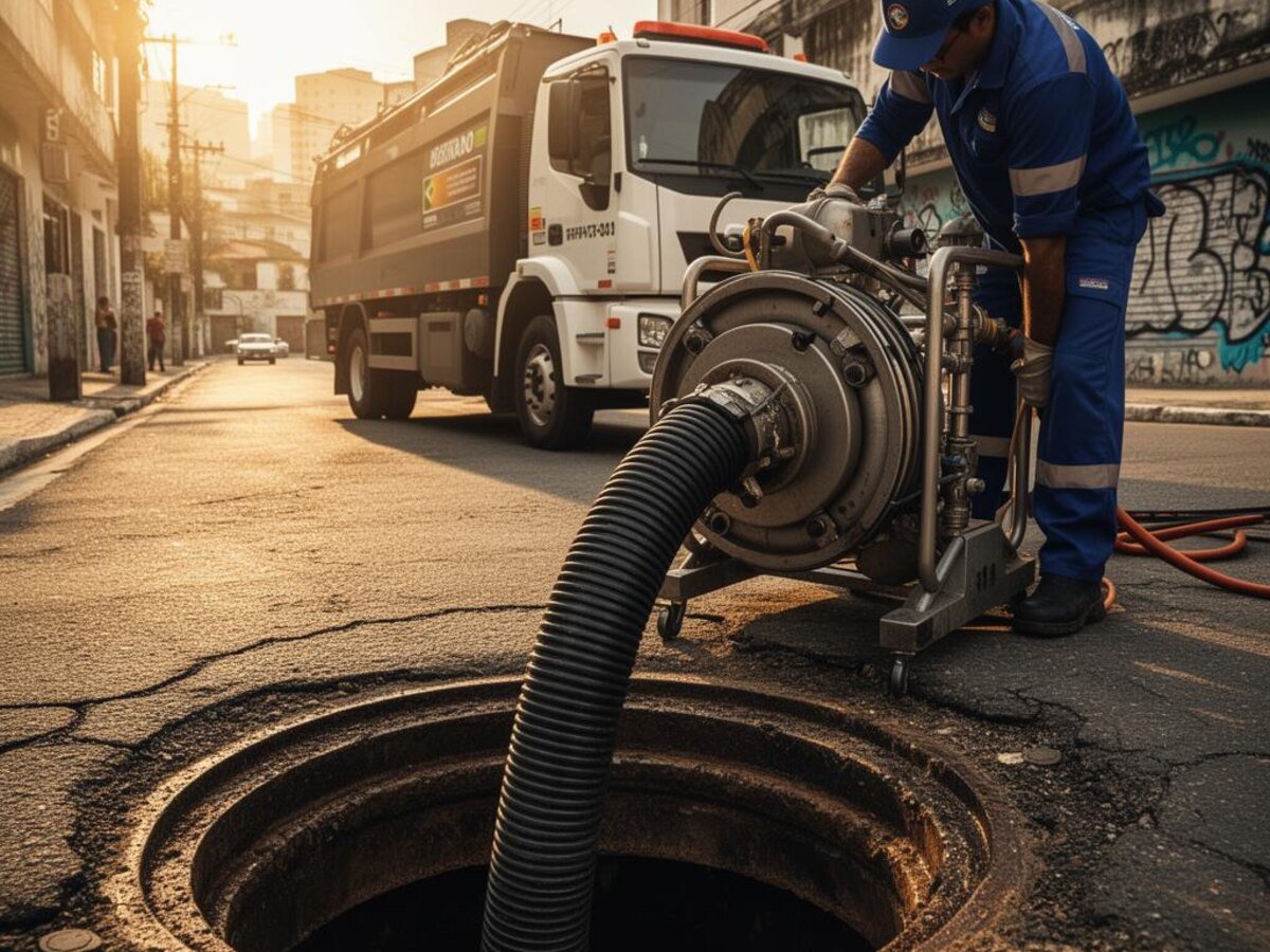Desentupimento de esgoto em Adamantina — Desentupidora MRTec 24h